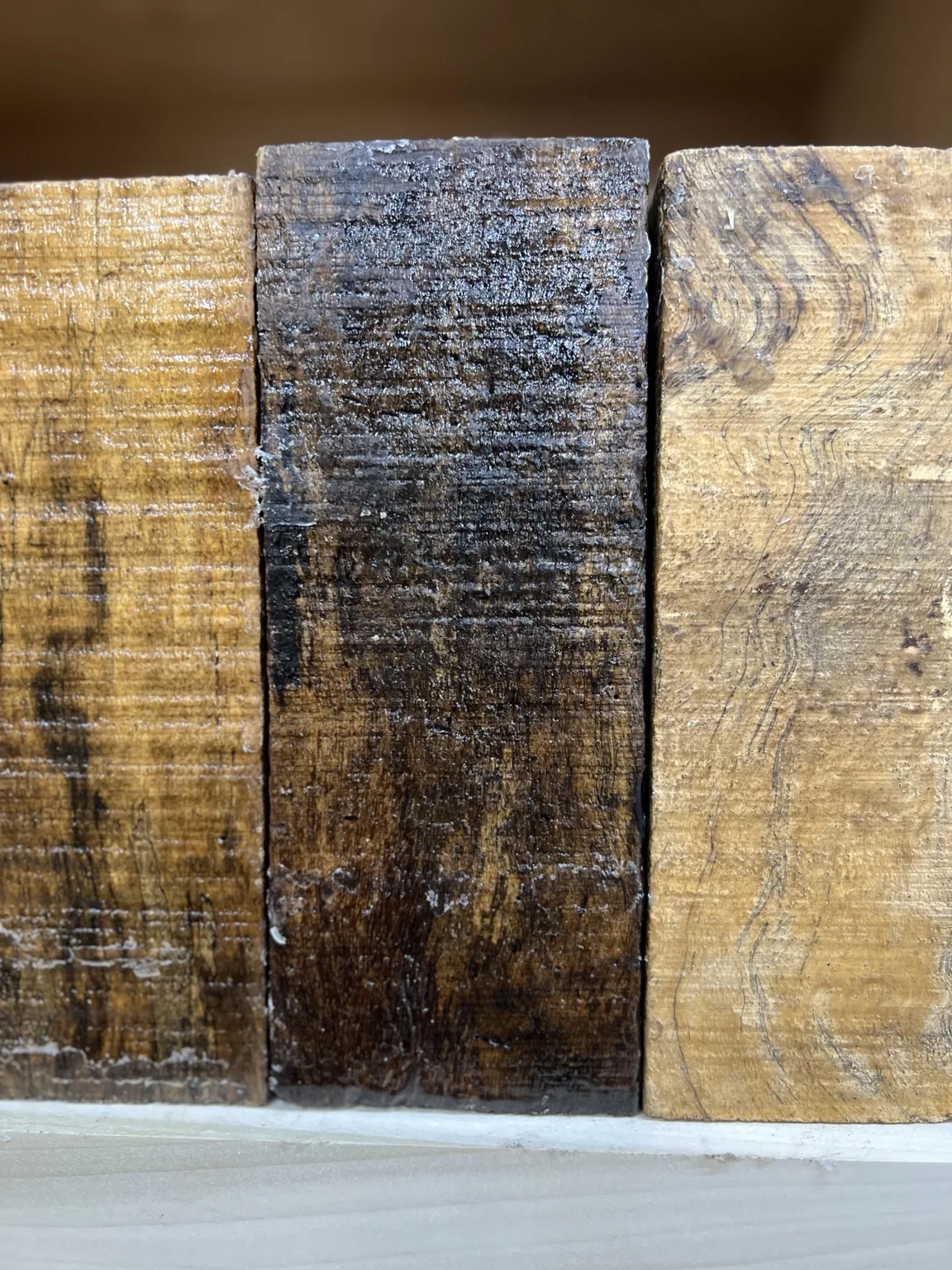 Close-up of distinctive wood figure